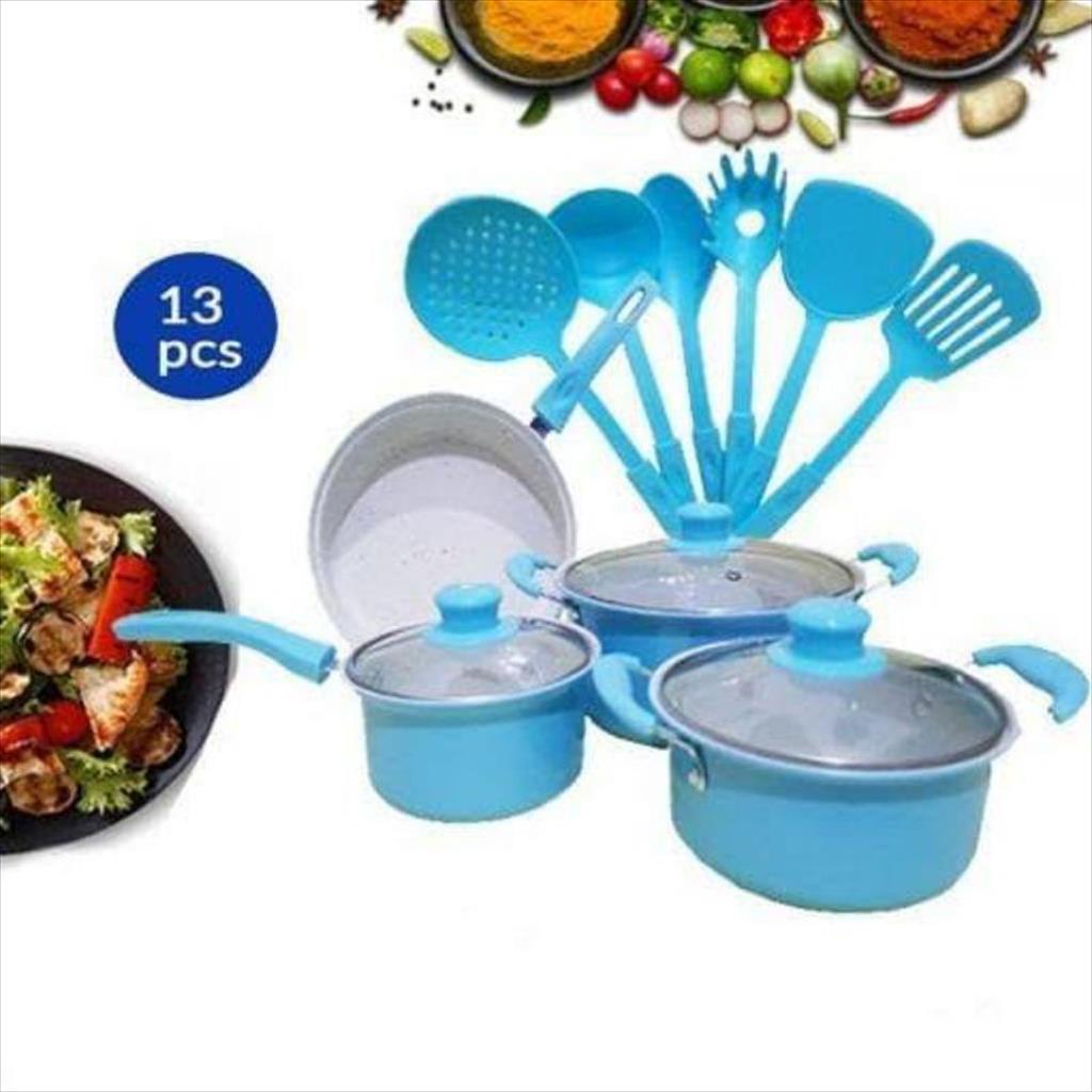 LM 962. Panci Set 13 Pcs Cookware SQRS NO BRAND Panci Warna Marble