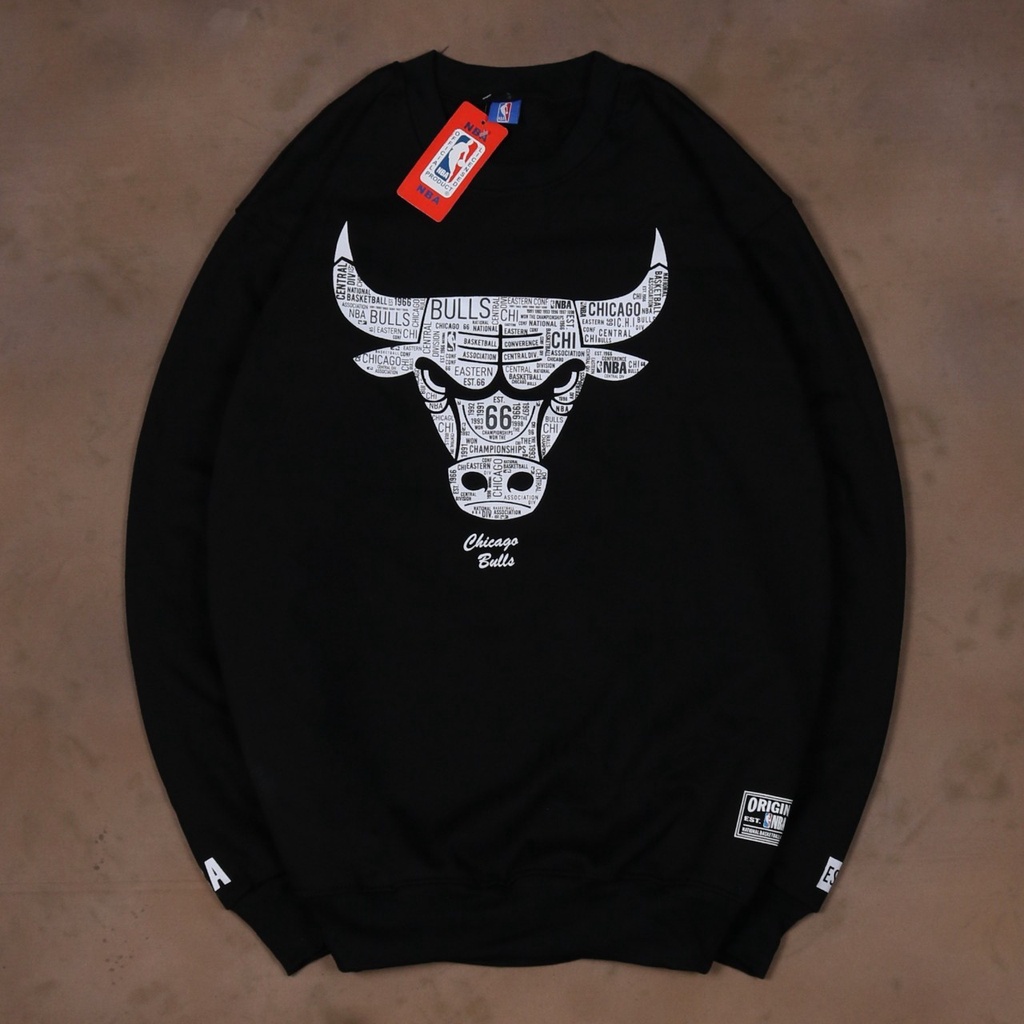 Sweater Crewneck Pria NBA X CHICAGO BULLS Casual Good Brand Quality Realpict