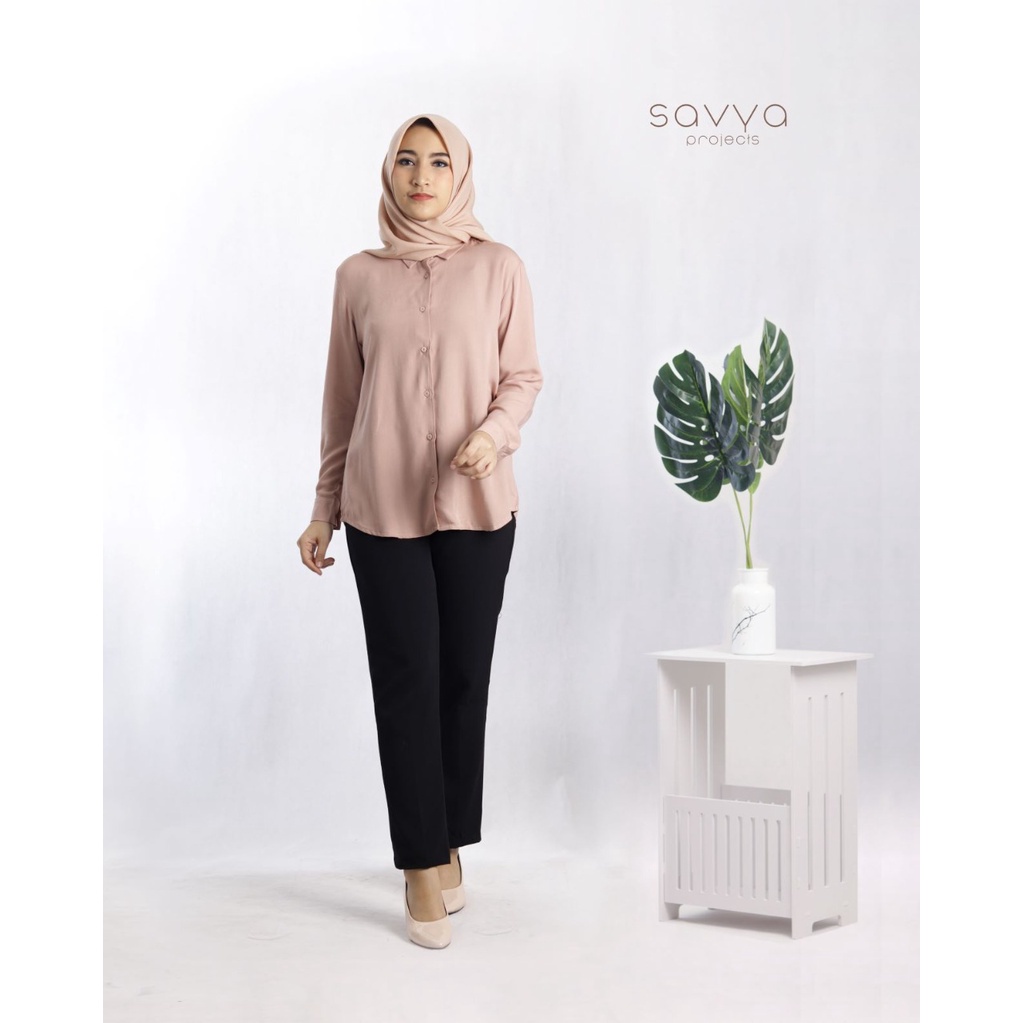 ORIGINAL Kemeja Wanita Lengan Panjang Kekinian Polos PREMIUM Warna COKLAT NUDE Gratis Ongkir