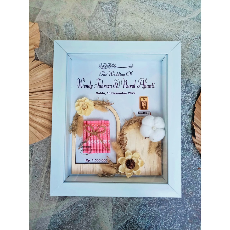 Mahar Rustic Frame Putih Fiber Mahar Pernikahan Aesthetic