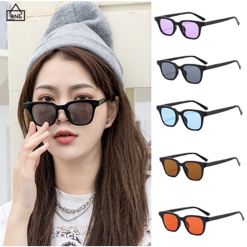 COD❤Korea Kacamata Hitam Warna Permen Kacamata Wanita / Pria Fashion Candy Color Warna Kuning Korea