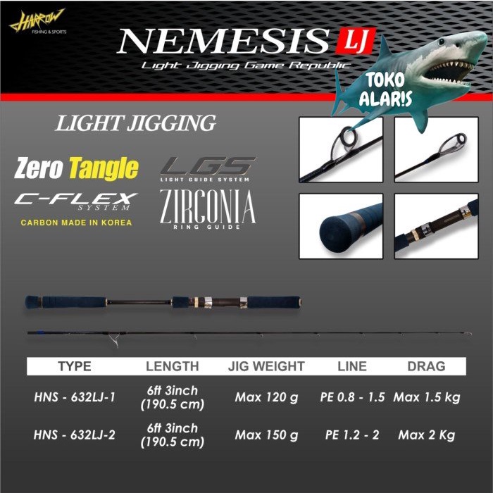 ROD HARROW NEMESIS JIGGING GAME REPUBLIC (SPINNING) - HNS-632LJ-1
