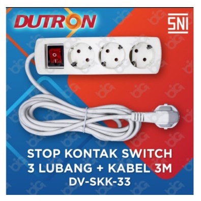 Stop Kontak 3 4 5 Lubang + Saklar + Kabel SNI DUTRON