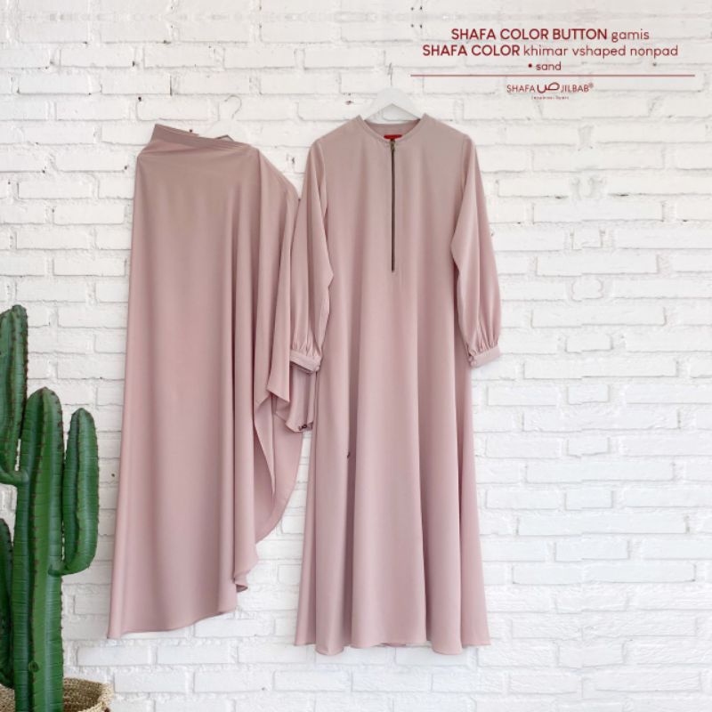 Shafa Color Button series SAND [Gamis & Khimar] by Shafa Jilbab