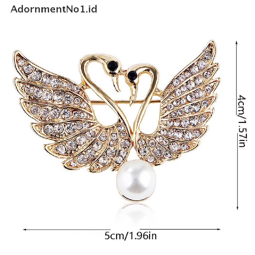 [AdornmentNo1] Lucu Kristal Swan Bros Pin Pecinta Hewan Berlian Imitasi Bros Perhiasan Pin [ID]