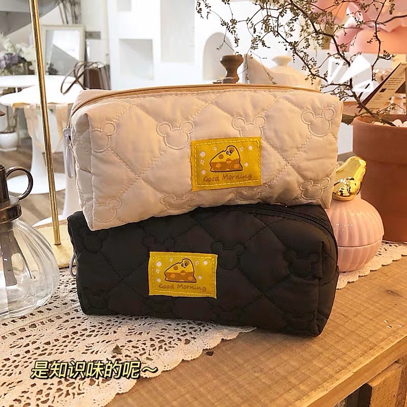 LITTLE DAISY | Cheese Fluffy Pouch / Puffy Pencil Case/ Tempat Pensil Korea Empuk Premium / Pouch Kosmetik Aesthetic Elegant Import