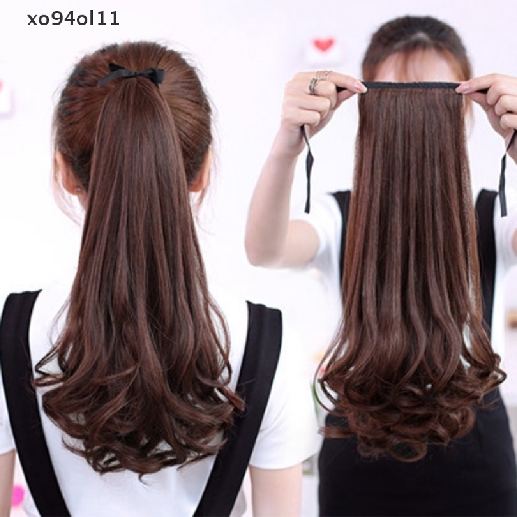 Xo Wig Extension Ponytail Ribbon-Tipe Grafg Manusia Hidup Keriting Lurus Bergelombang Rambut OL