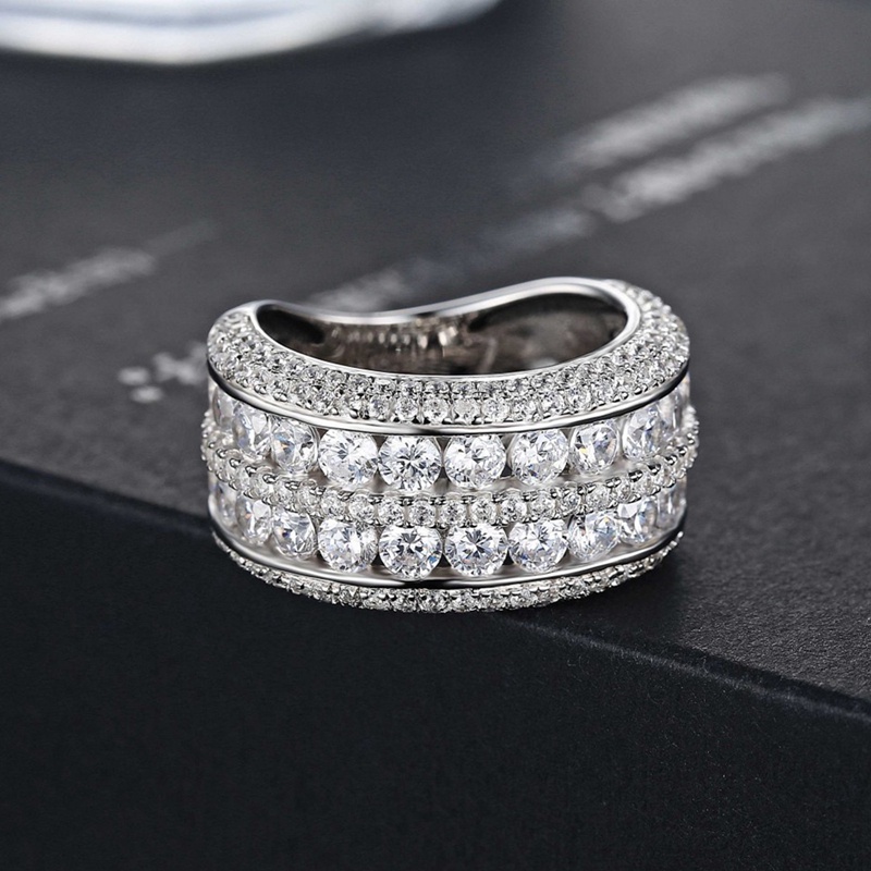 Cincin Janji Micro Paved Bulat Cubic Zirconia Bling Bling Finger Ring Untuk Wanita Pernikahan Band Perhiasan Fashion