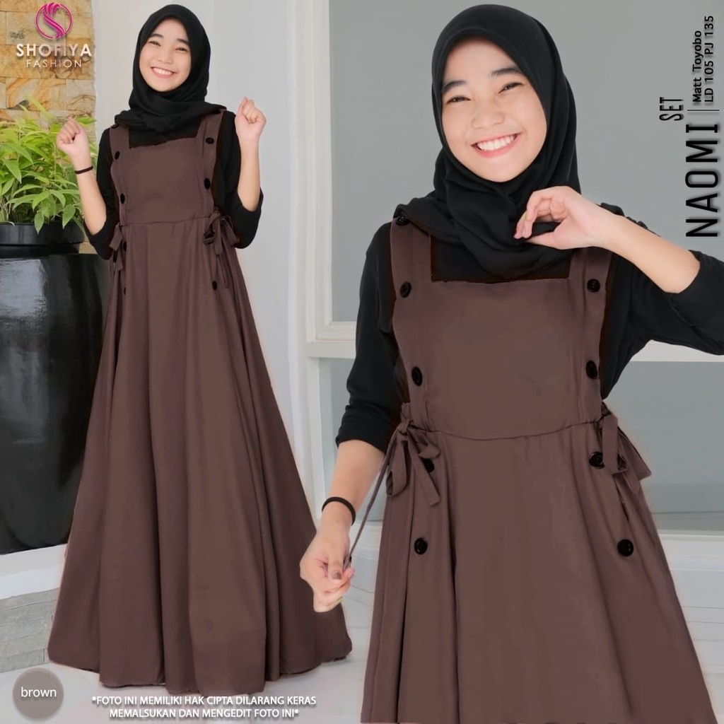 naomi set stelan setelan 1set overal overall dress dres maxy gamis baju iner inner longdress maxi sy