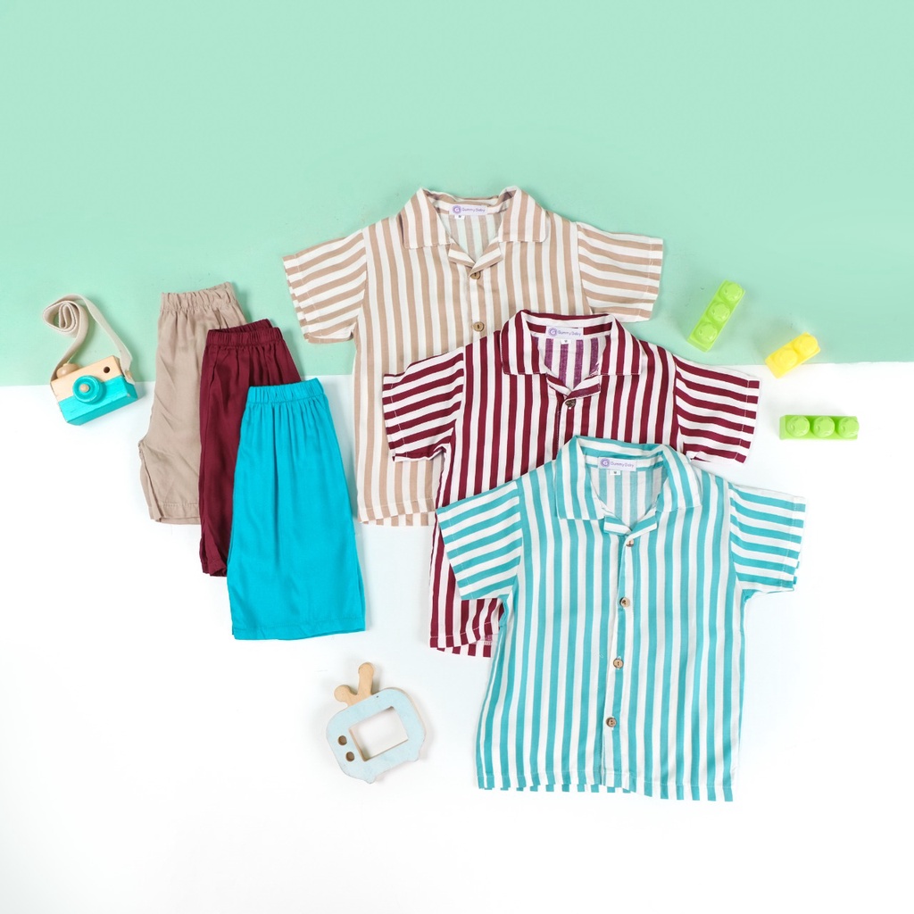 Fairy Baby Summer Stripe Set | Setelan Salur Anak Laki-Laki 1-4 Tahun