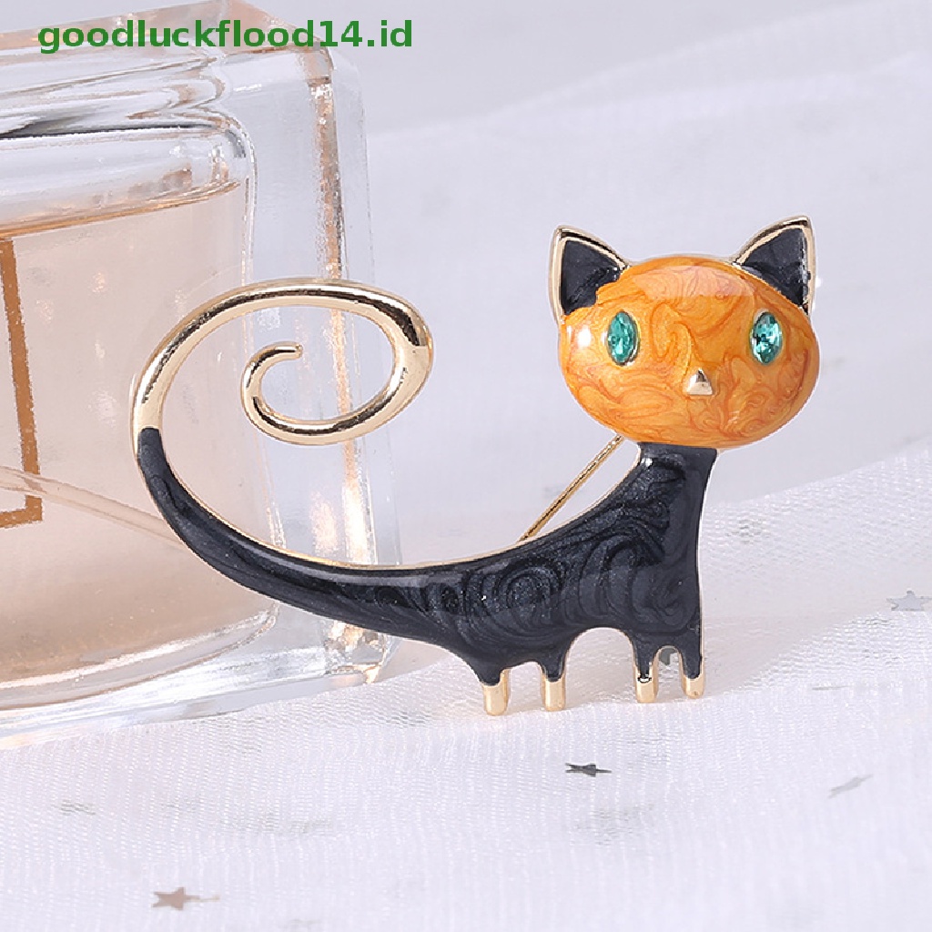 [GOOGFOUR] 1pcs Enamel Lucu Kucing Bros Untuk Wanita Kitty Pin Brooch 2warna Perhiasan Hewan [TOP]