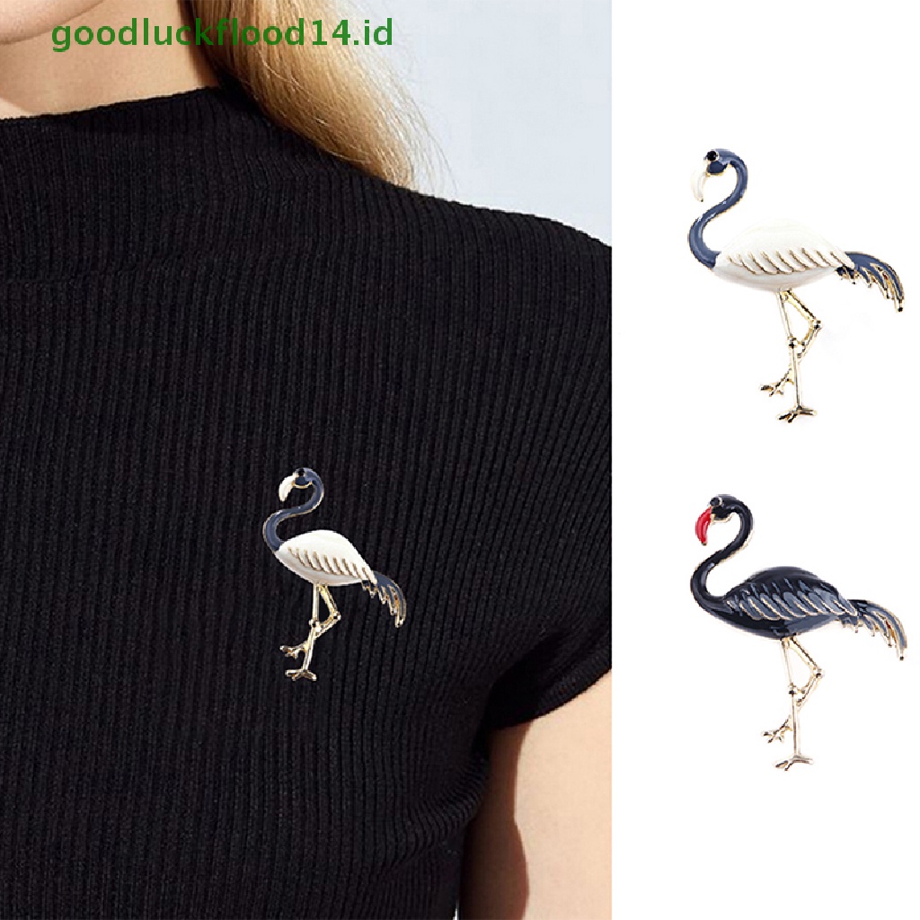 [GOOGFOUR] Desain Baru Enamel Flamingo Burung Bros Hewan Pin Korsase Perhiasan Elegan [TOP]