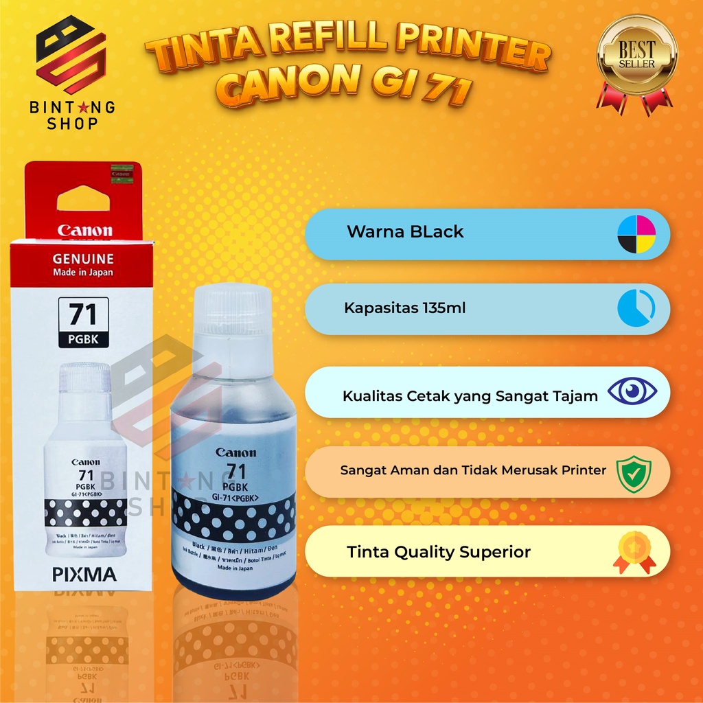 Tinta Canon Gi 71 Black Tipe Printer G1020 G3021 G3060 G2020 G3020