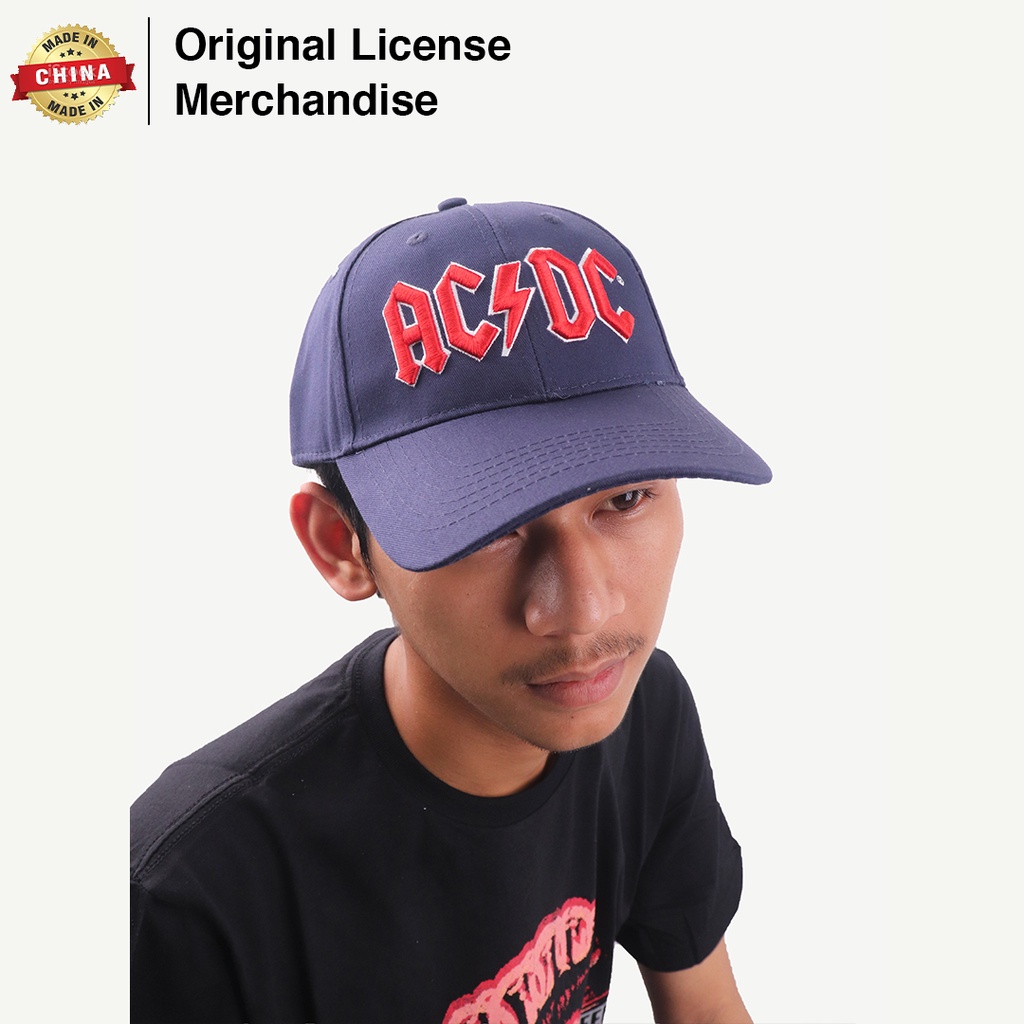 Hat Topi Baseball Cap Import Pria Wanita Katun Dewasa Bordir Premium Band Musik ACDC Original Red Lo