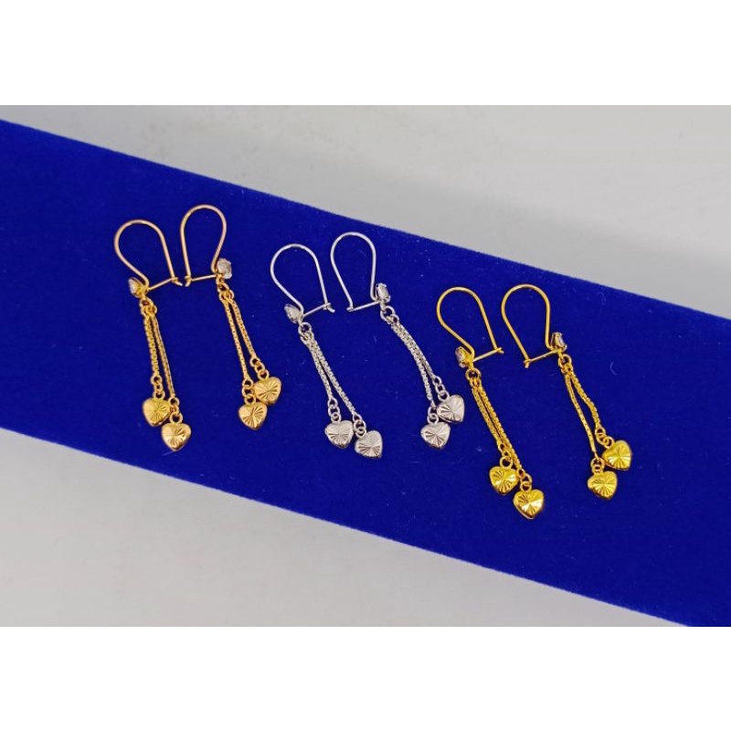 anting kait mp 1 m. itali bandul love / anting perak silver 925 lapis emas/ anting fashion wanita terbaru