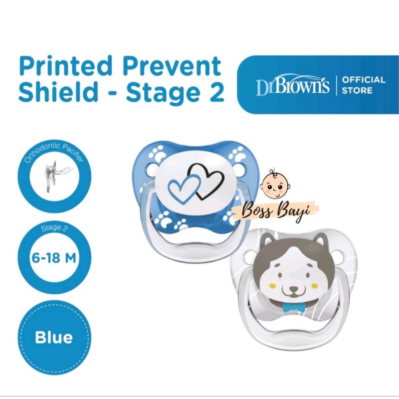 DR BROWNS - Prevent Pacifier Printed Shield Soother Empeng Bayi Isi 2