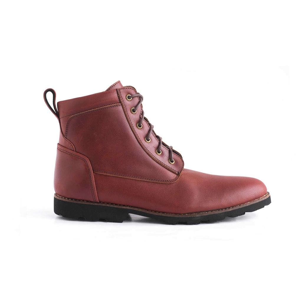 Sepatu Boot Kulit Pria - Winshor - Atom Red Wine