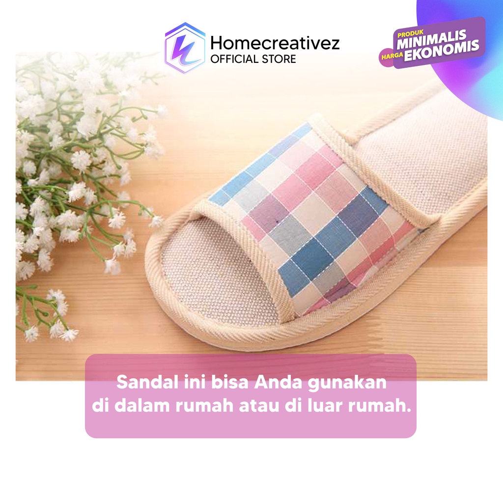 Homecreativez - Sendal Slop Rumah Nyaman Empuk - Sandal Selop Linen Indoor