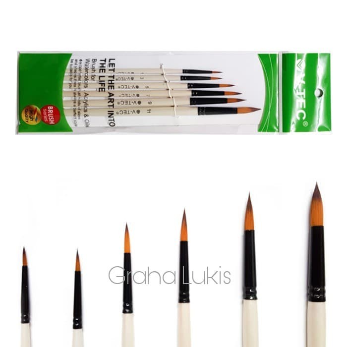 

Kulu V-Tec Round Brush 0018H Set 6 / Kuas Lukis Set 6