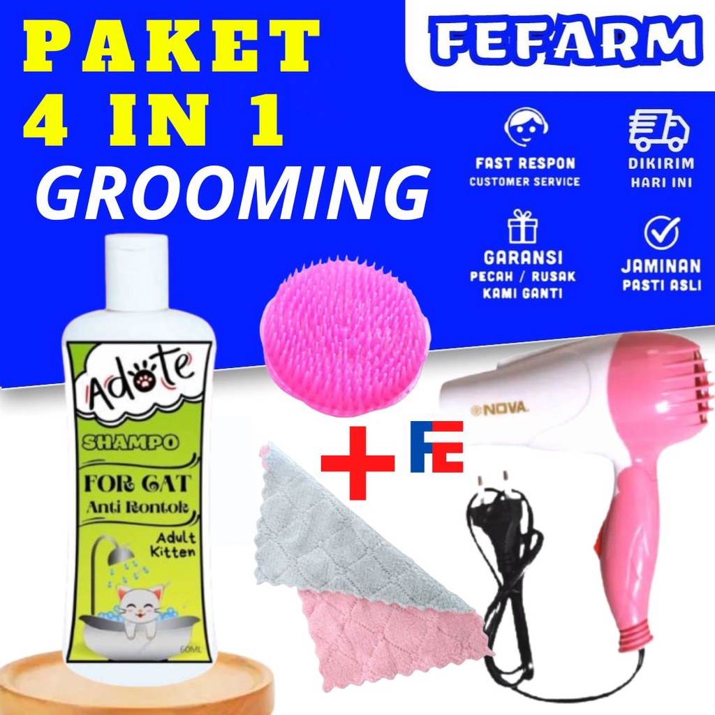 PAKET HEMAT GROOMING KUCING 4 in 1 Hewan Peliharaan FEFARM