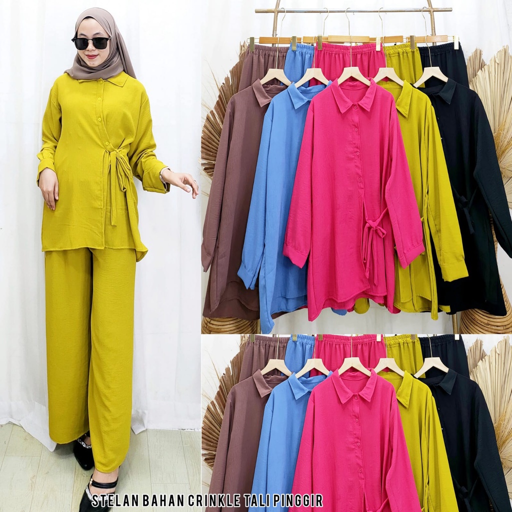 EKA SET CRINKLE PREMIUM TALI SAMPING LD 110 // EKA SETELAN CRINKLE WANITA TERBARU // BISA COD