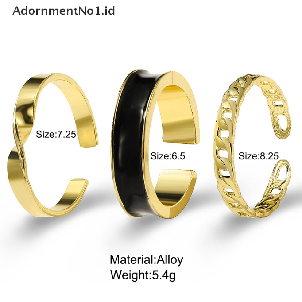 [AdornmentNo1] 3pcs/set Enamel Jantung Cincin Korea Fashion Mutiara Cincin Untuk Wanita Geometris Tidak Teratur Bentuk Rantai Pembukaan Cincin Set Buku Jari Perhiasan [ID]