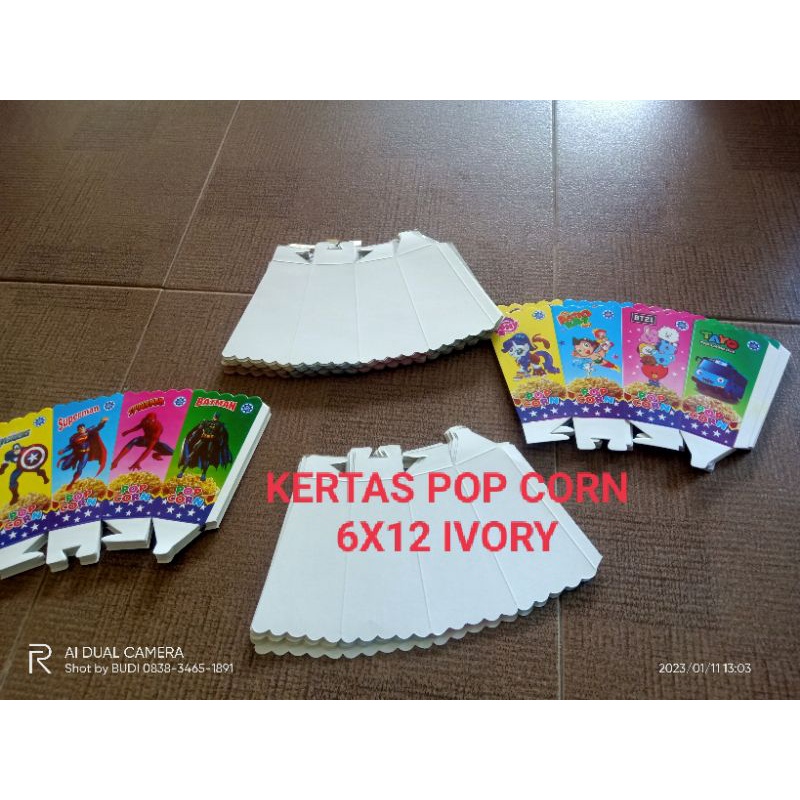

100lembarkertas pop corn ivory putih 6x12