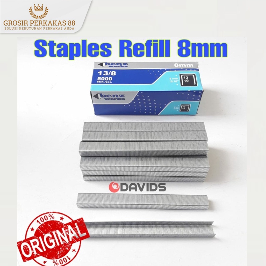 

Isi Staples Tembak Gun Tacker Stapler Setaples Benz Seteples Refill 8mm 13/8