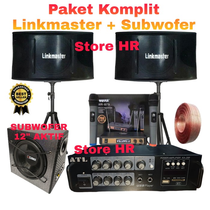 Paket Karaoke Komplit Speaker Linkmaster 10 Inch Subwofer 12" Aktif #Original