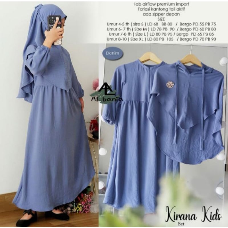 Kirana Anak Kids Gamis Anak Dress Anak Set Hijab Jibab