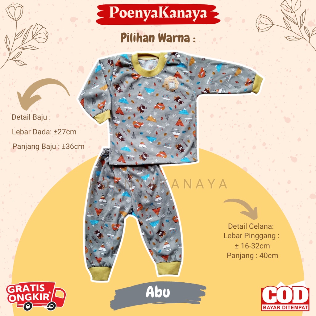 Setelan Baju Bayi Piyama Bayi PANJANG OBLONG PRINTING Saffenda SNI 6-12 Bulan SPY198