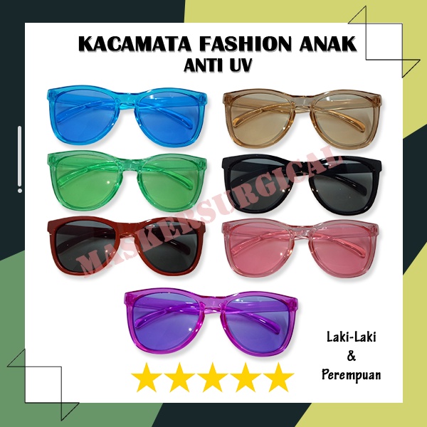 Kacamata Anak Anak Anti Silau Debu Gaya Korea Style Kece Keren Bingkai Jelly Bening Lensa Normal Fas