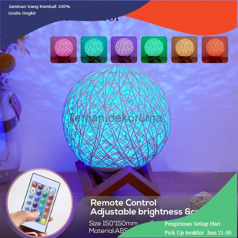 TD - LMP Ahomeone Lampu Tidur Bola 3D Night Light Lamp RGB Rechargeable 20cm - OU13