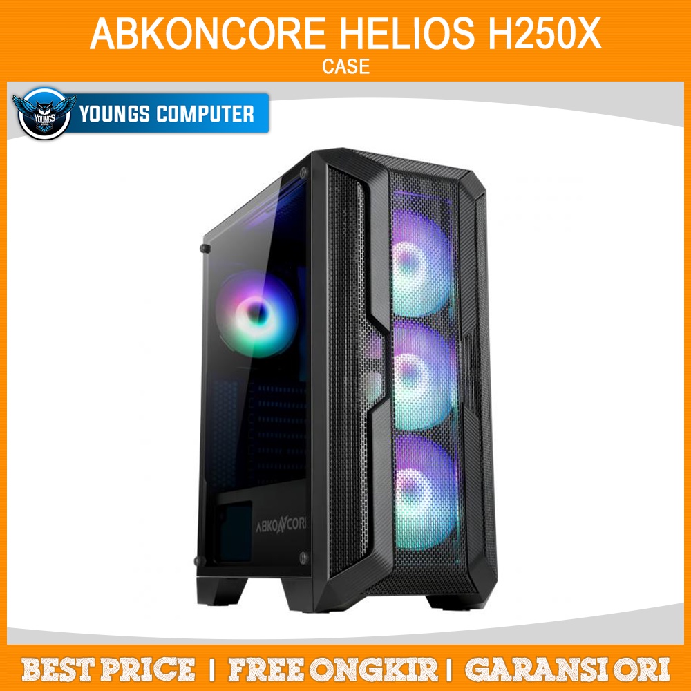 Gaming Case Abkoncore Helios H250X (4 Fan) Casing Komputer Tempered