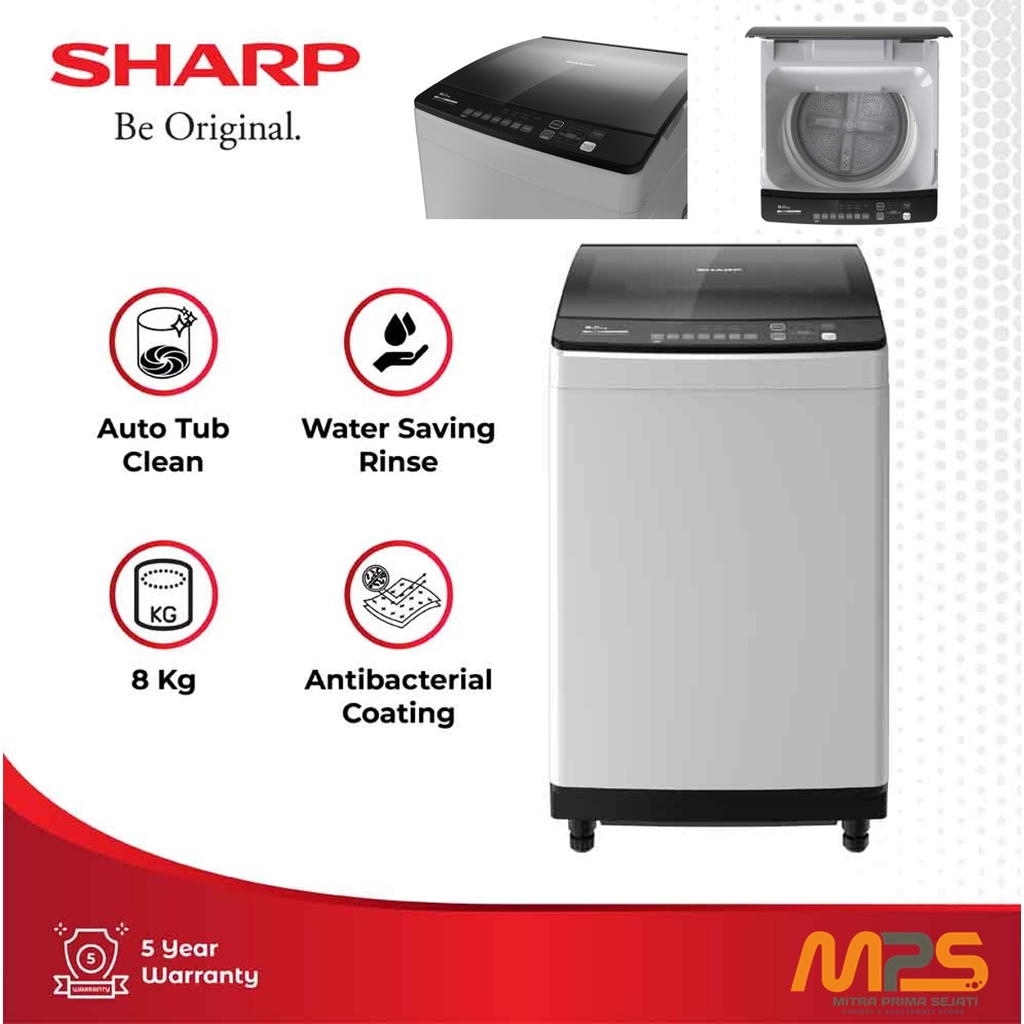 Jual Mesin Cuci 1 Tabung Sharp ESM8000TGG 8 KG No Holes Shopee