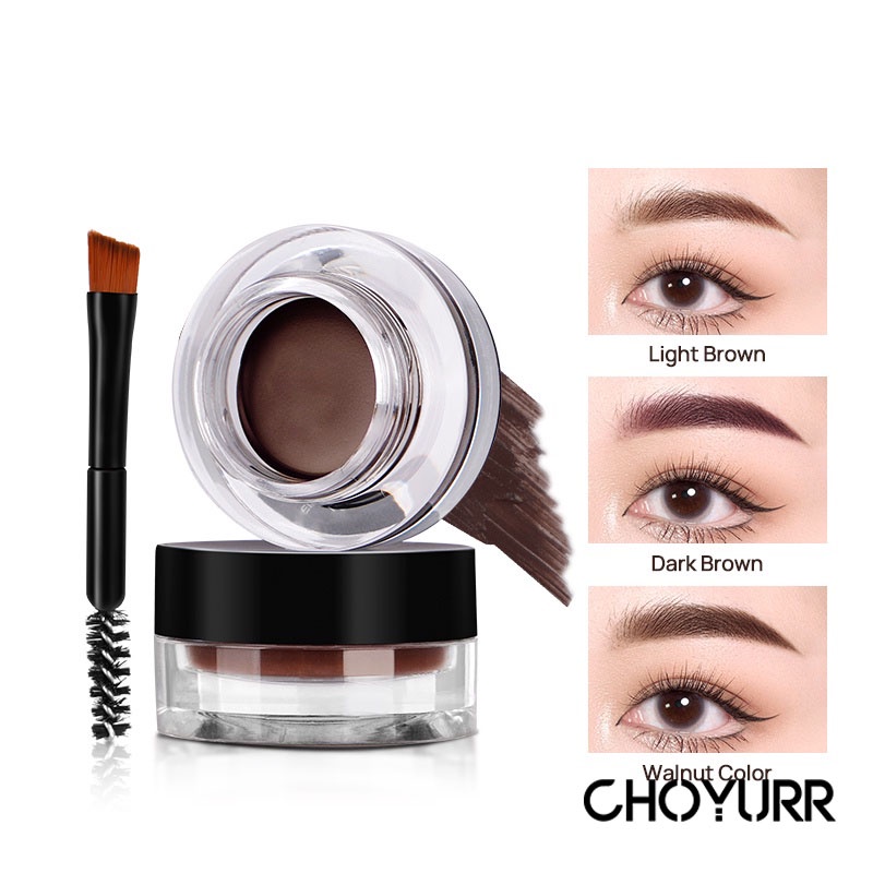 【COD】Eyebrow Cream + Eyebrow Pensil Double Head Brush Eyebrow Gel Alis Warna Waterproof Non-Smudge Alis Kosmetik Mata-CH