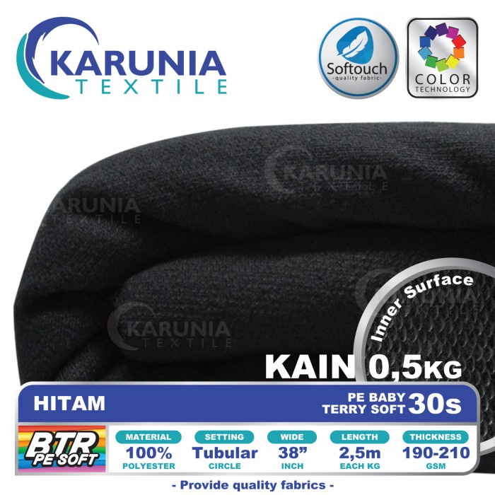 Kain Pe Baby Terry 30S Hitam Kain Kaos Karunia Textile