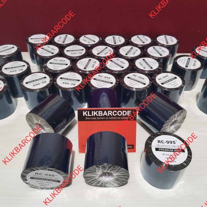 RIBBON BARCODE WAX PREMIUM 55 X 300 55x300 METER CORE 1" (25,4 MM)