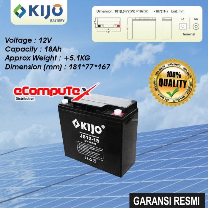 BATERAI UPS VRLA 12V 18AH KIJO / BATTERY AKI KERING 12 VOLT 18 AH ACCU