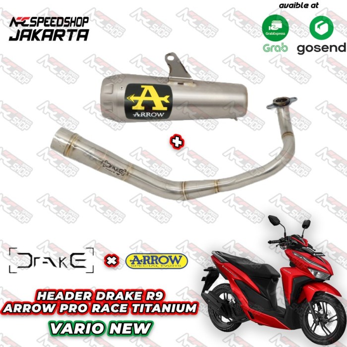 Knalpot Arrow Pro Race Titanium Honda Vario 150 New Fullsystem #Original