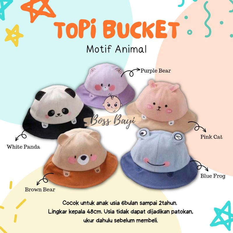 BOSS BAYI - Bucket Hat / Topi Bucket Bayi Anak Motif Animal
