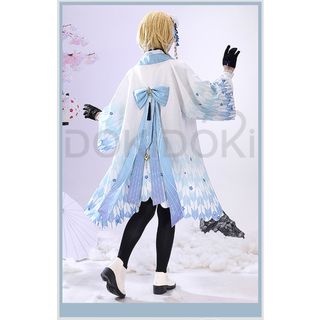 Game Genshin Impact Lumine Doujin Cosplay Costume Kimono Halloween Traveler Lumine Dress Doujin Cosplay