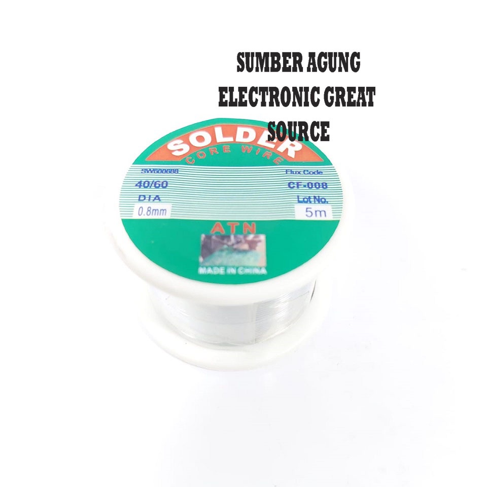 Timah Solder 5M ATN Gulungan Tenol Kecil 0.8mm Diameter Elektro Elektronik