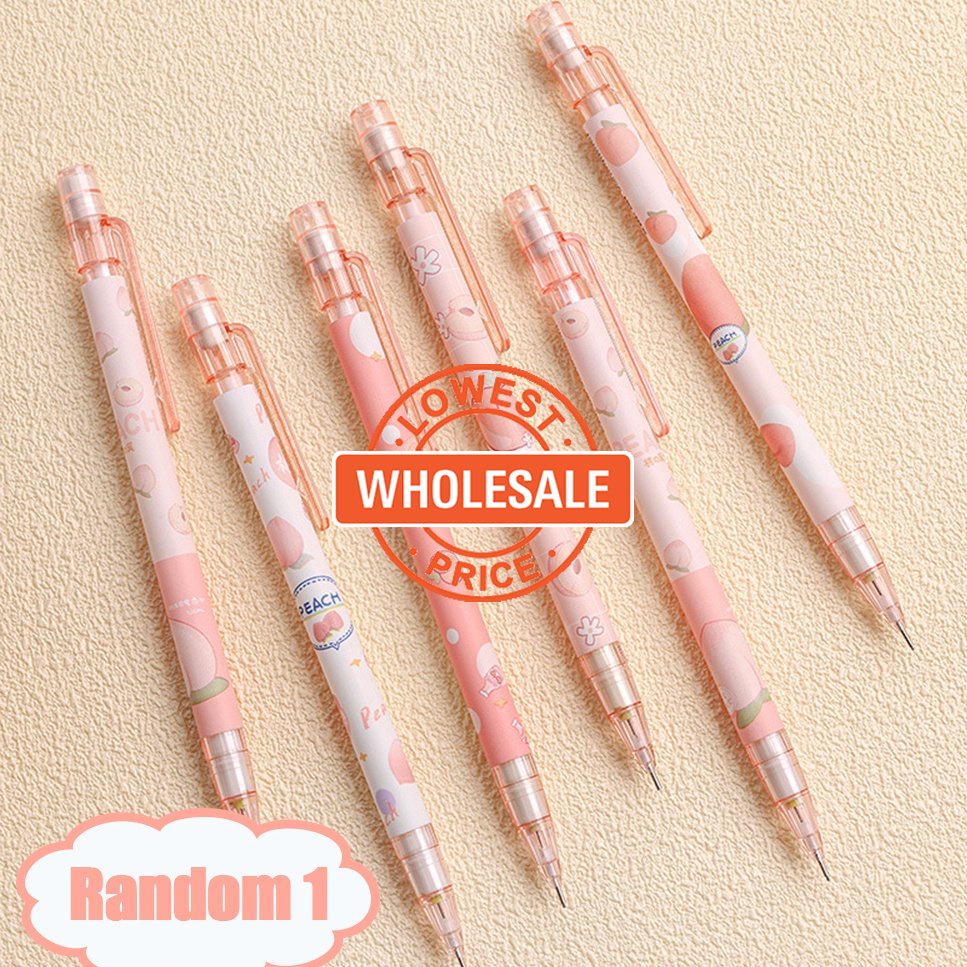 [Harga Grosir] Gaya Acak Lucu Peach Pensil Siswa Otomatis 0.5mm Dapat Diganti Pensil Otomatis Kawaii Alat Tulis Sekolah Kantor Pulpen Perlengkapan