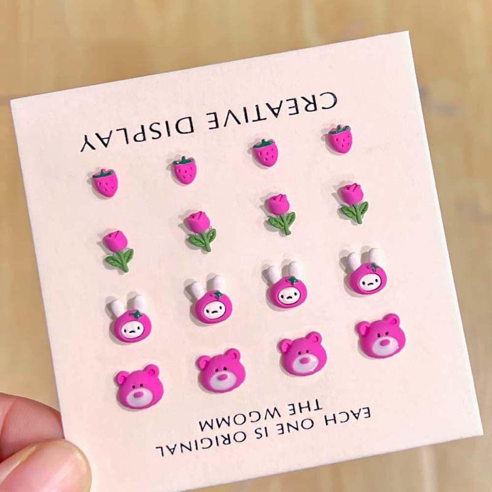 AUGUSTINA Agustinina Kartun Dekorasi Kuku Fashion Tulip Kelinci Strawberry Beruang Hiasan Kuku 3D Nail Art Drills