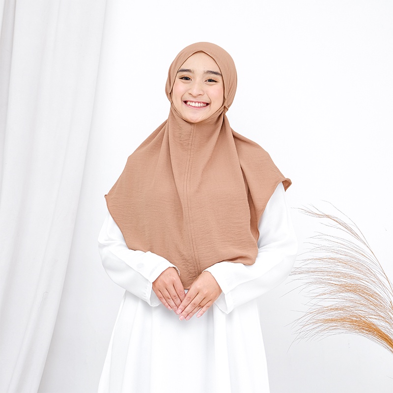 Hijab Bergo Maryam Pinguin Crinkle Airflow Size L / Jilbab Instan Non Pad Non Pet Crinkle Ukuran L