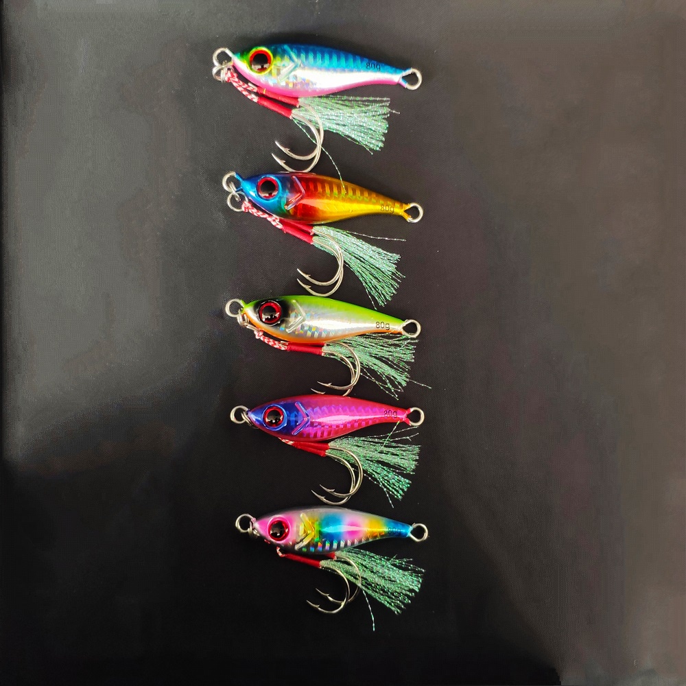 Umpan Pancing Metal Jig Jigging Fishing Lure 40 gram 60 gram 80 gram sudah dengan Kail Double Assist Hook