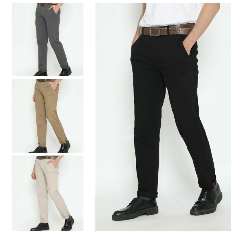 Baru Celana Chino Bahan Adem Nyaman Cocok Buat Musim Dingin GAYA COWOKKASUAL Size Abu Khaki