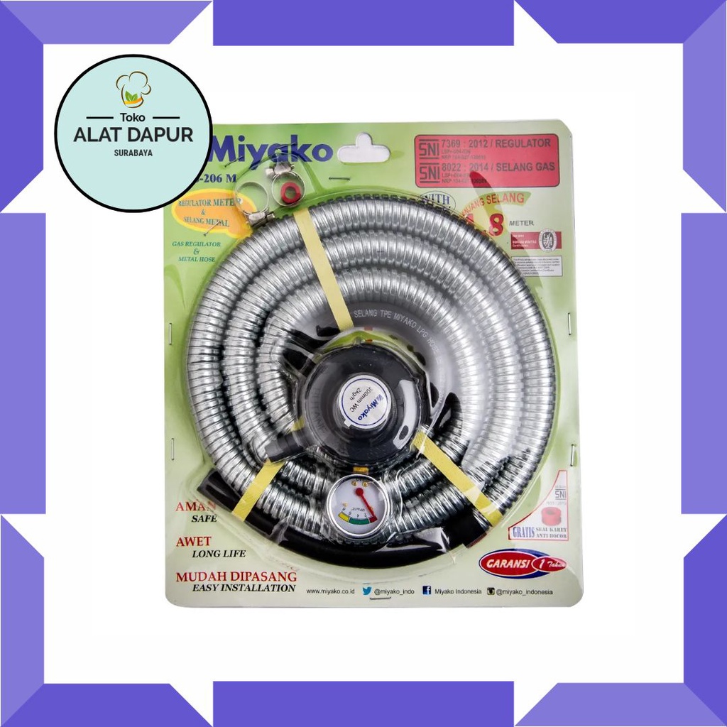 Miyako Selang Paket Regulator Gas Kompor LPG ELpiji RMS 206 M - RMS 206M 1,8 Meter