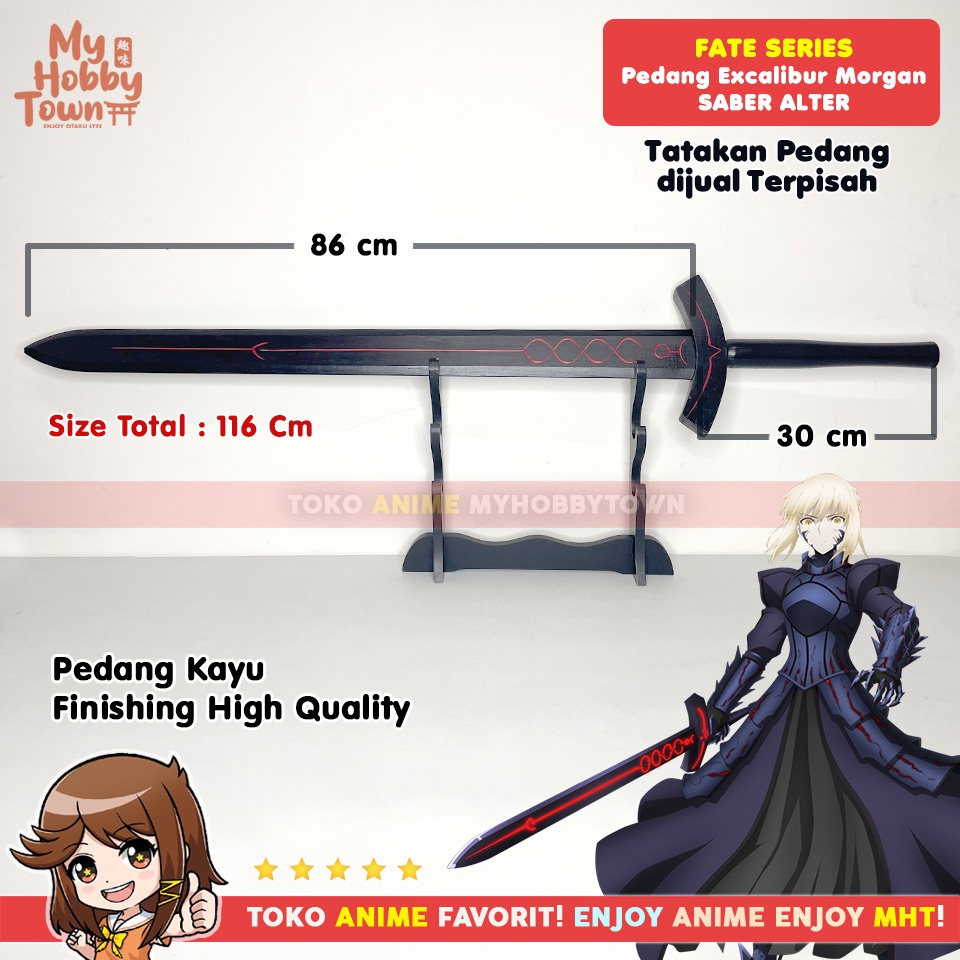 Replika Pedang Kayu Fate Series Excalibur Morgan Black Saber Alter Cosplay Property